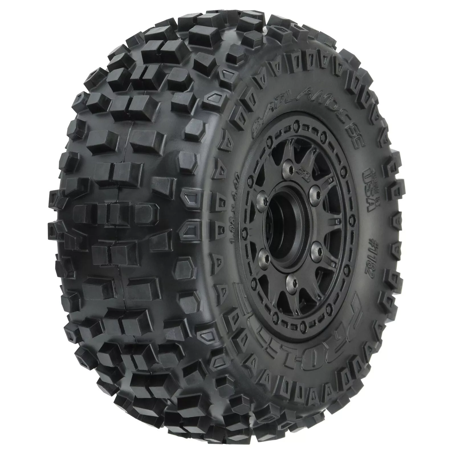 1/10 Badlands Front/Rear 2.2"/3.0" SC Mounted 12mm Black Raid (2) - PRO118210