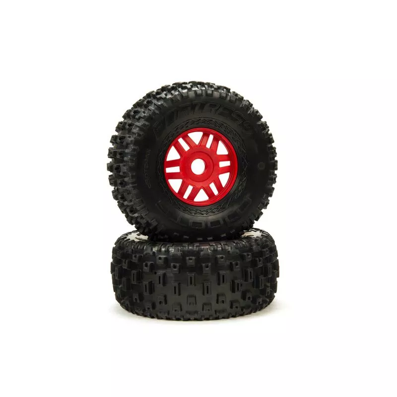 1/8 dBoots Fortress Front/Rear 2.4/3.3 Pre-Mounted Tires 17mm Hex Red (2) - ARA550065