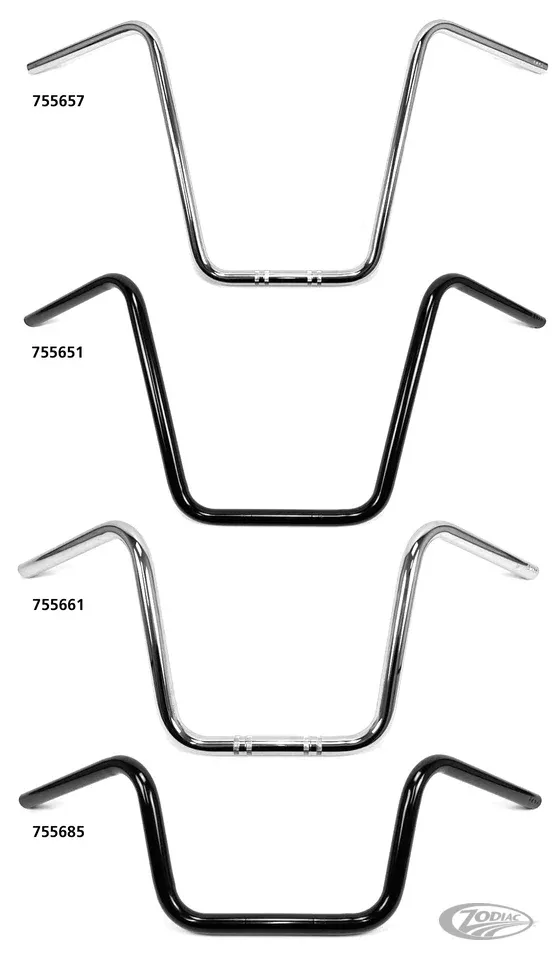 1"HandlebarsApe Hanger 12"BLK not dimpled For Harley-Davidson