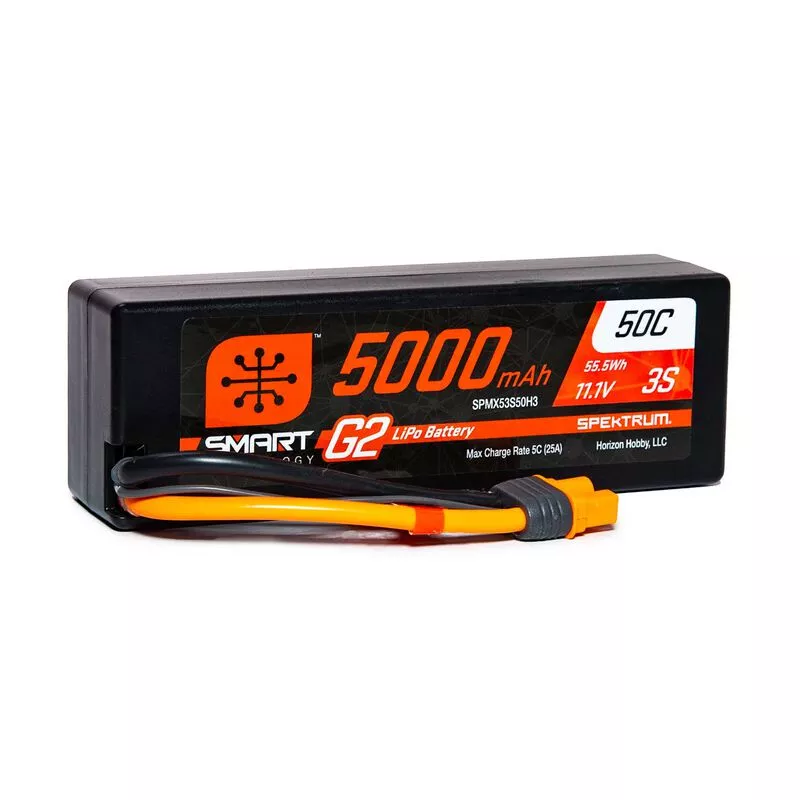 11.1V 5000mAh 3S 50C Smart G2 Hardcase LiPo Battery IC3 - SPMX53S50H3