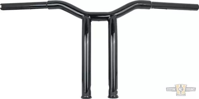 12" Dominator Raked Bar Handlebar Black 1 1/4" Satin For Harley-Davidson