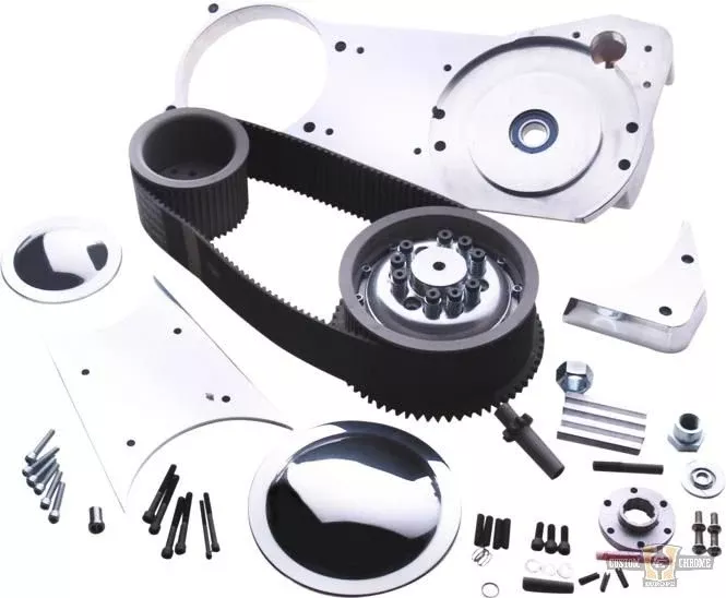 3" Open Belt Drive Kit with 1 1/2" Offset Aluminum Polished For Harley-Davidson