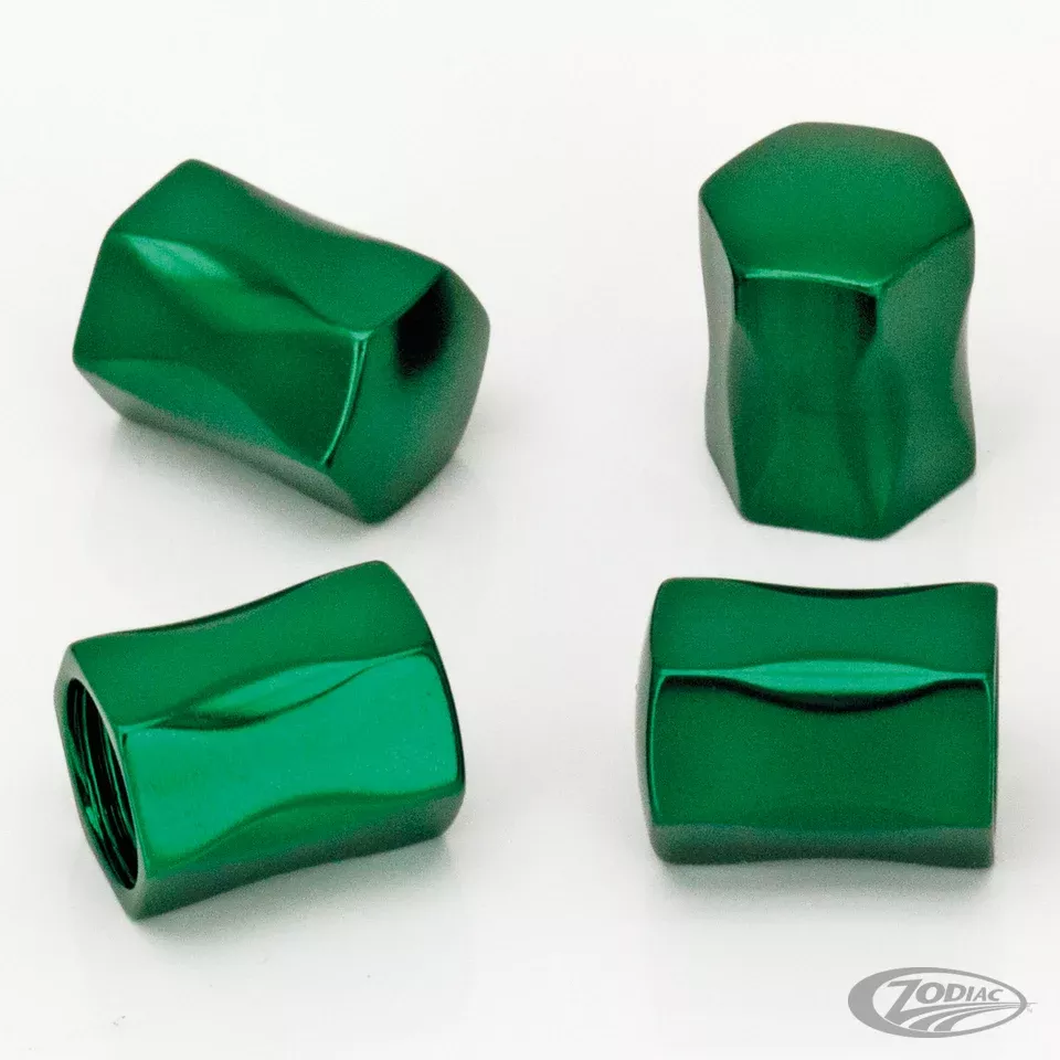 4-Pack Nugget Design Valve Stem Cap Green For Harley-Davidson