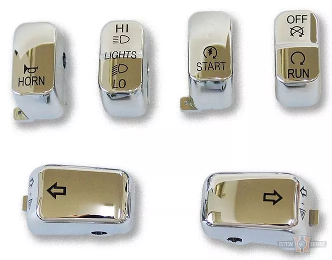 6 PC Switch Cap Set Chrome For Harley-Davidson