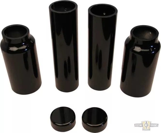 6-Piece Fork Covers with Lower Fork Aluminum Covers Black Gloss Powder Coated For Harley-Davidson