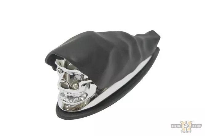 Adorno de guardabarros cromado negro con calavera para Harley-Davidson