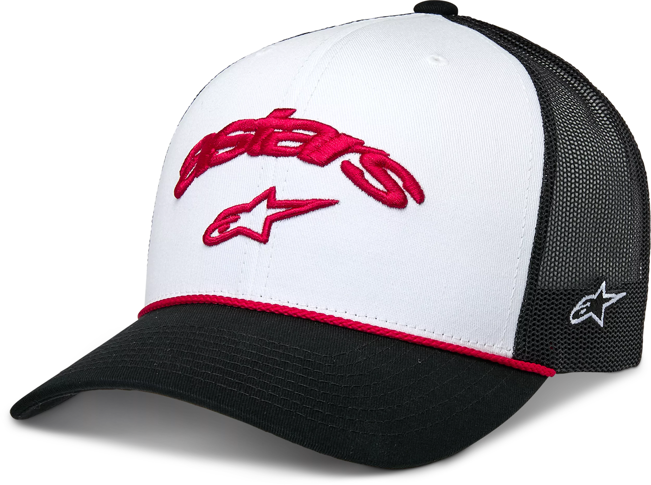 Alpinestars Agree Trucker Hat White and Black - Adjustable Mesh Cap with Foam Front