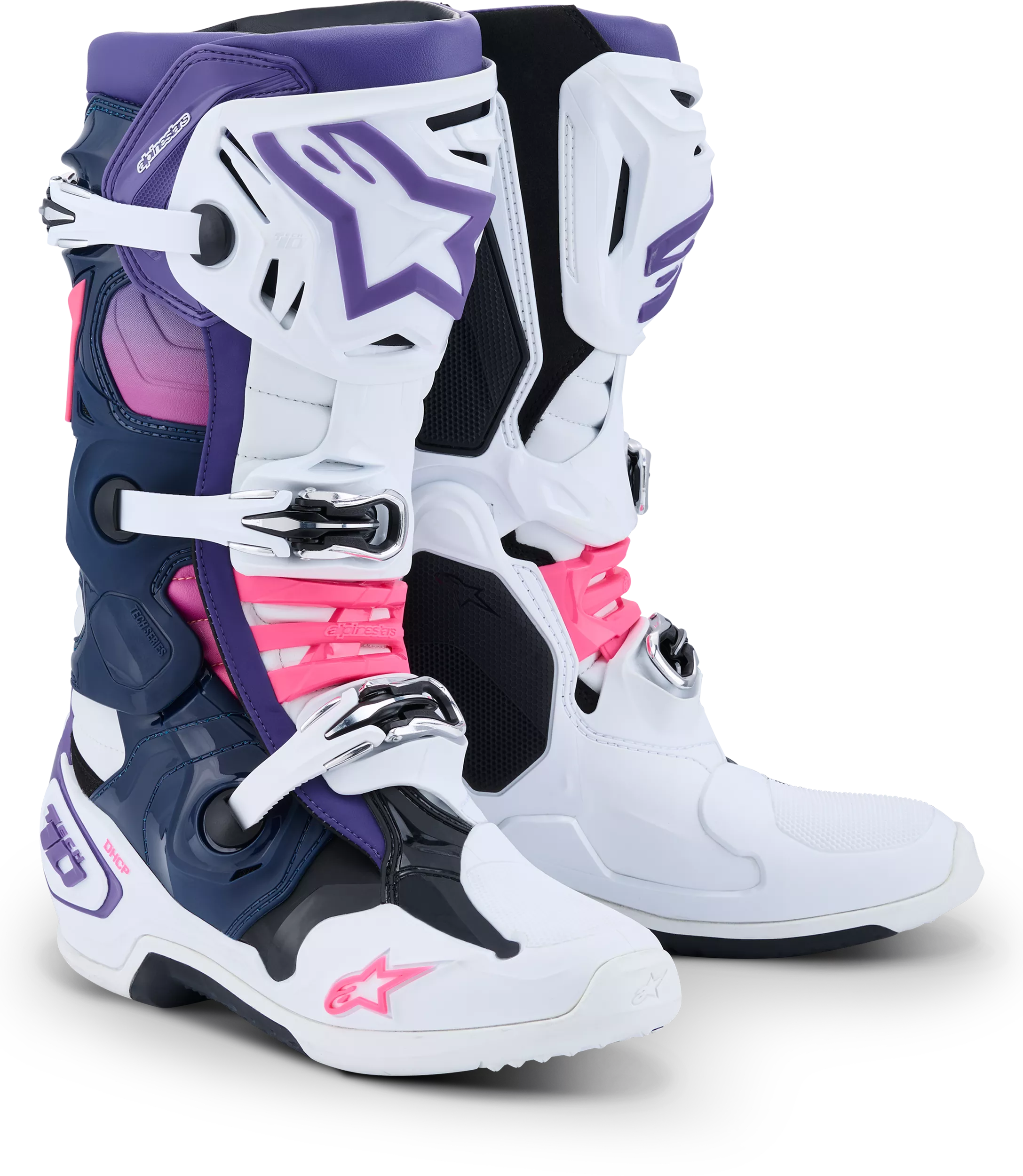 Alpinestars Tech 10 White/Violet/Navy Black Pink Flight Motorcycle Boots - Part 2010020-2780-8