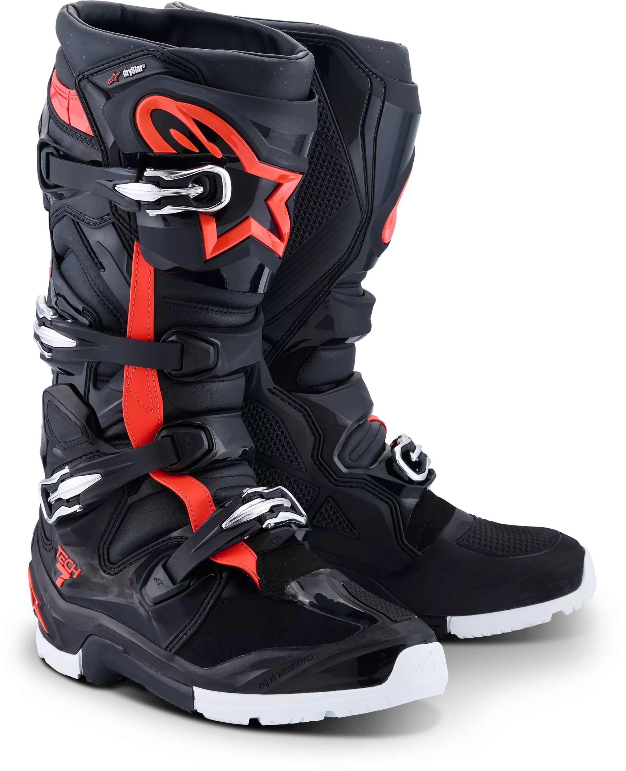 Alpinestars Tech 7 Enduro Drystar Motorcycle Boots – Size 10, Black/Red Fluo/White