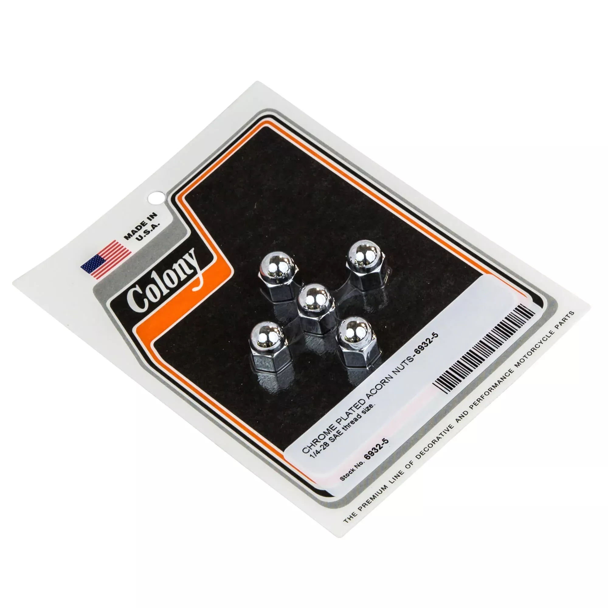 Colony 6932-5 Chrome Acorn Nut Fine 1/4 -28 SAE Thread For Harley-Davidson