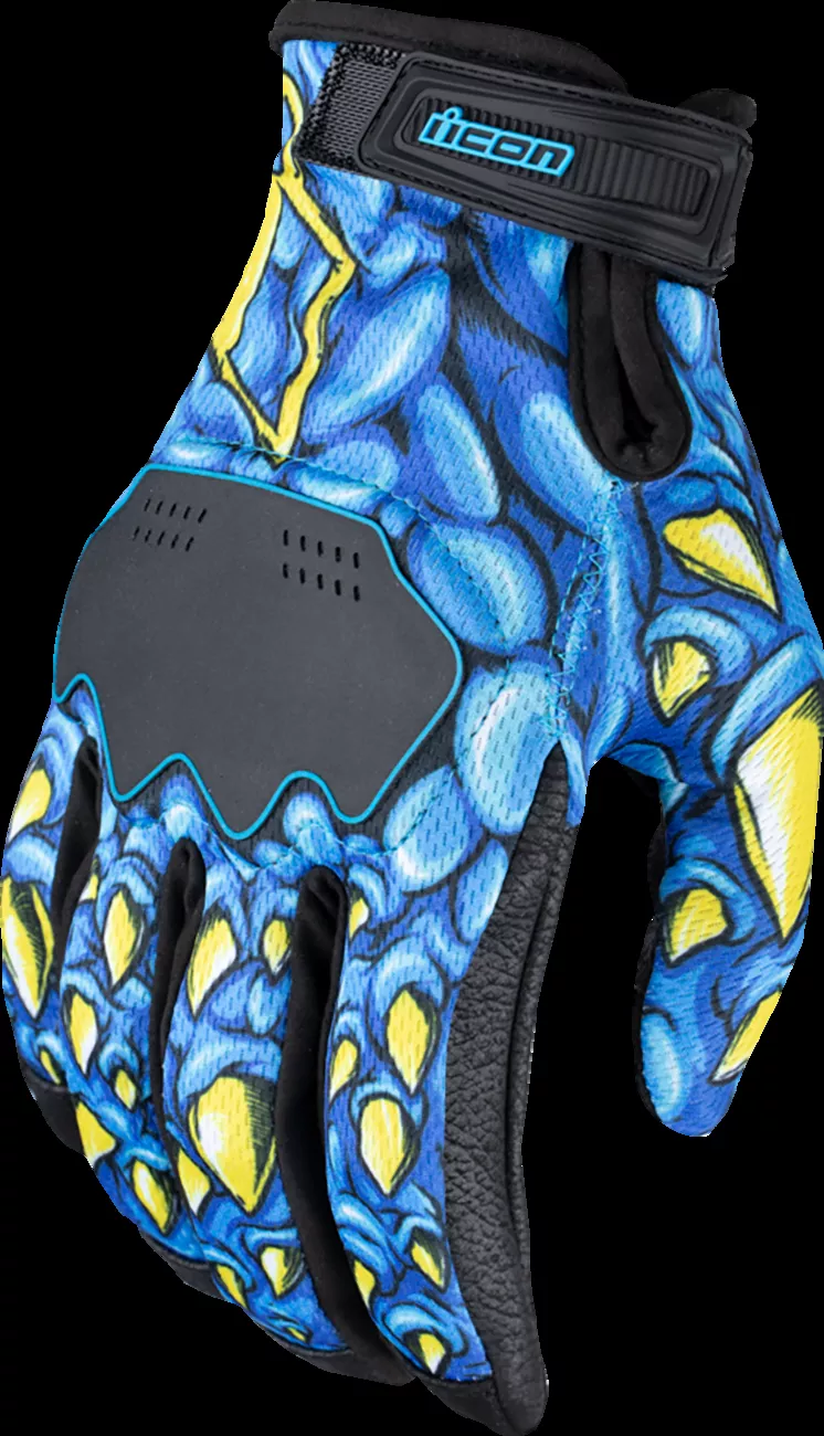 ICON Hooligan Kryola Kreep Gloves - Blue, Size Medium, Part Number 3301-4723