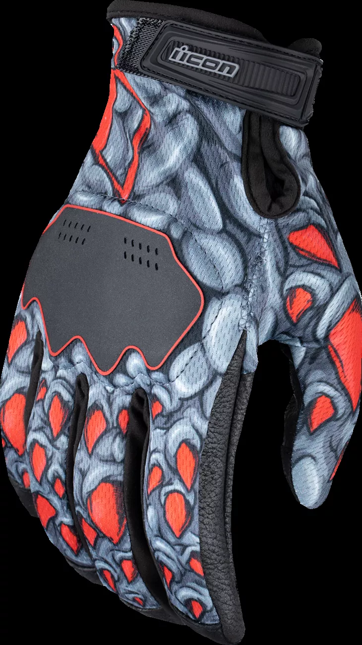ICON Hooligan Kryola Kreep Gloves - Red, Medium - Part Number 3301-4729
