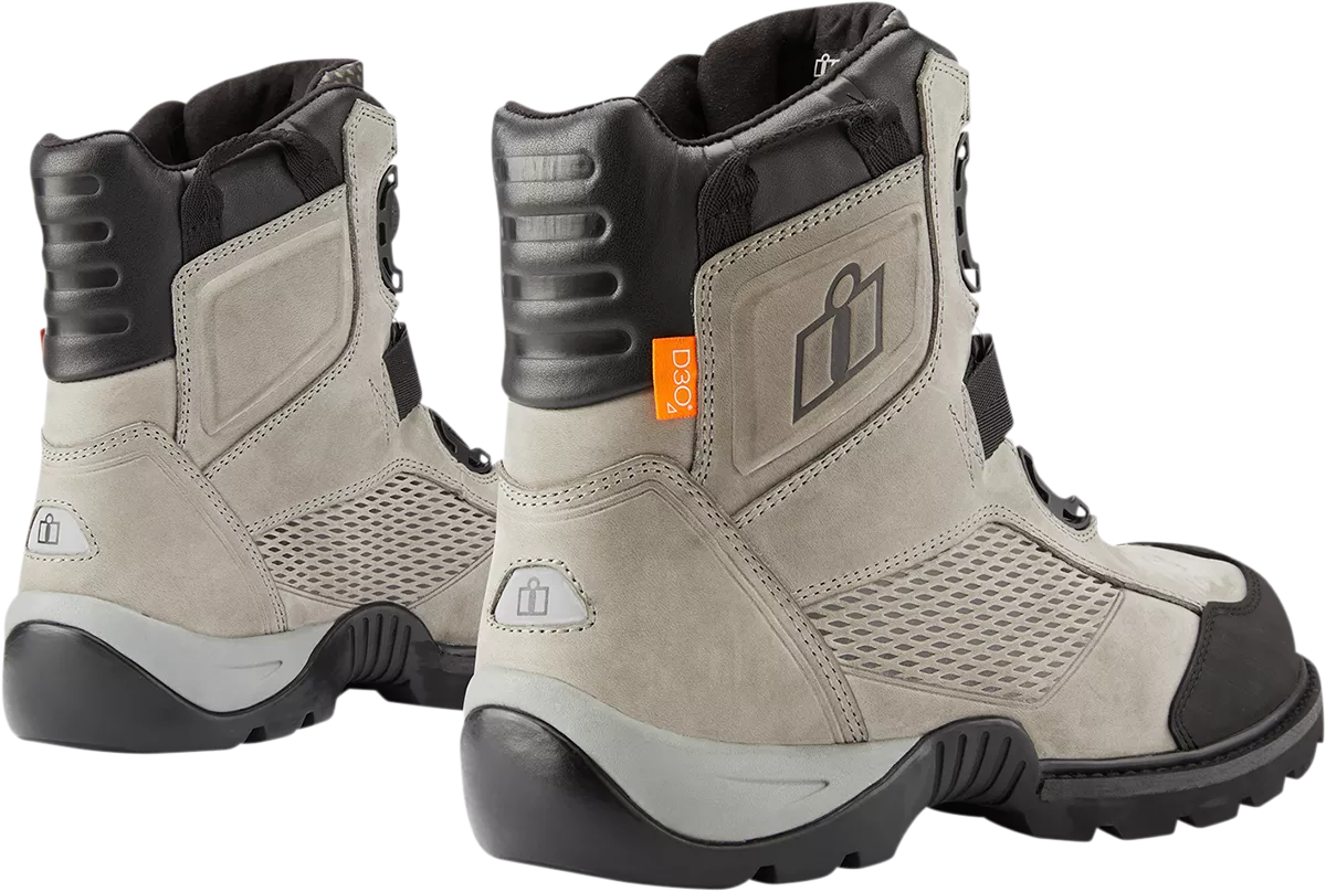 ICON Stormhawk Boots - Gray Size 10 with Water-Resistant Leather and D3O? Inserts