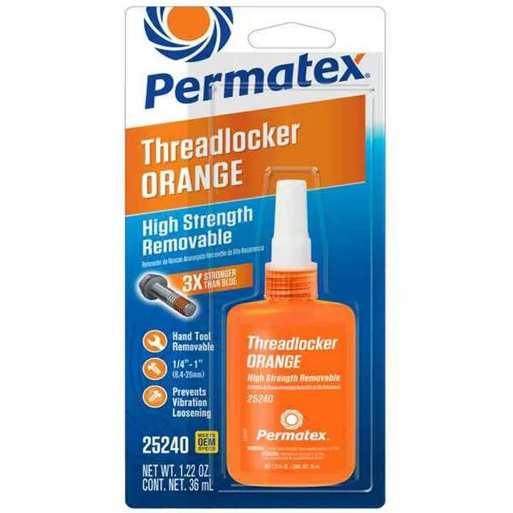 Permatex Hybrid Formula Threadlocker Orange 36 ml - Heavy-Duty Removable Threadlock Solution
