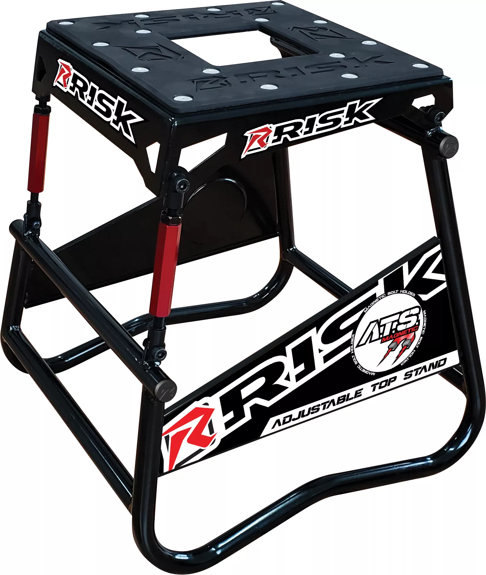 Risk Racing A.T.S. Magnetic Motorcycle Stand with Adjustable Top and Tool Storage