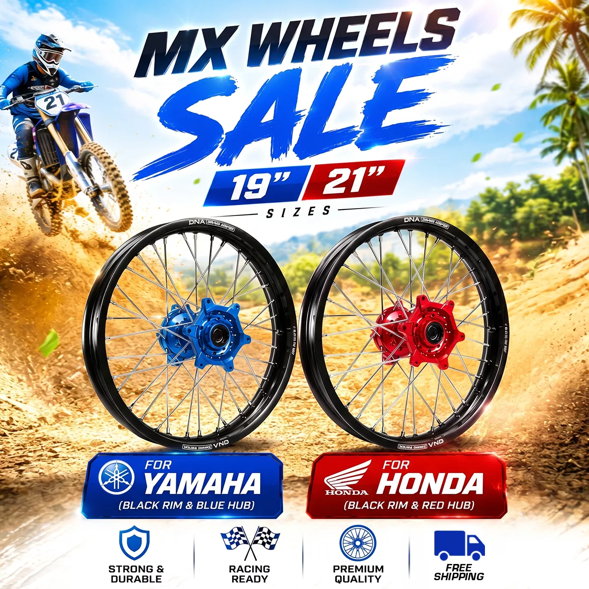 [SALE] HONDA MX WHEEL SET 21"19" CNC BILLET