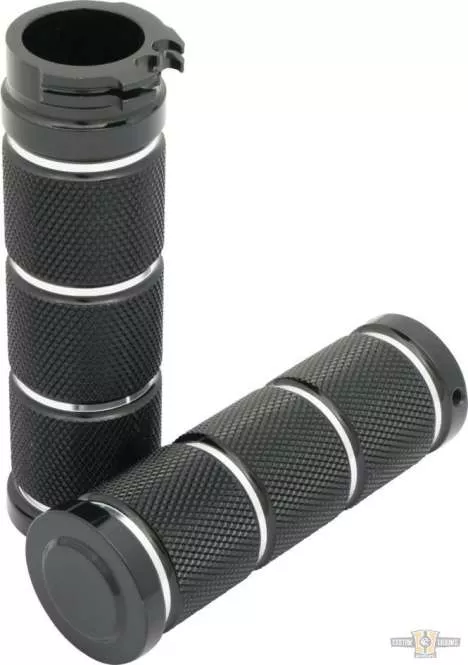 Stroker Grips Black Raw Cut 1" Cable Operated For Harley-Davidson