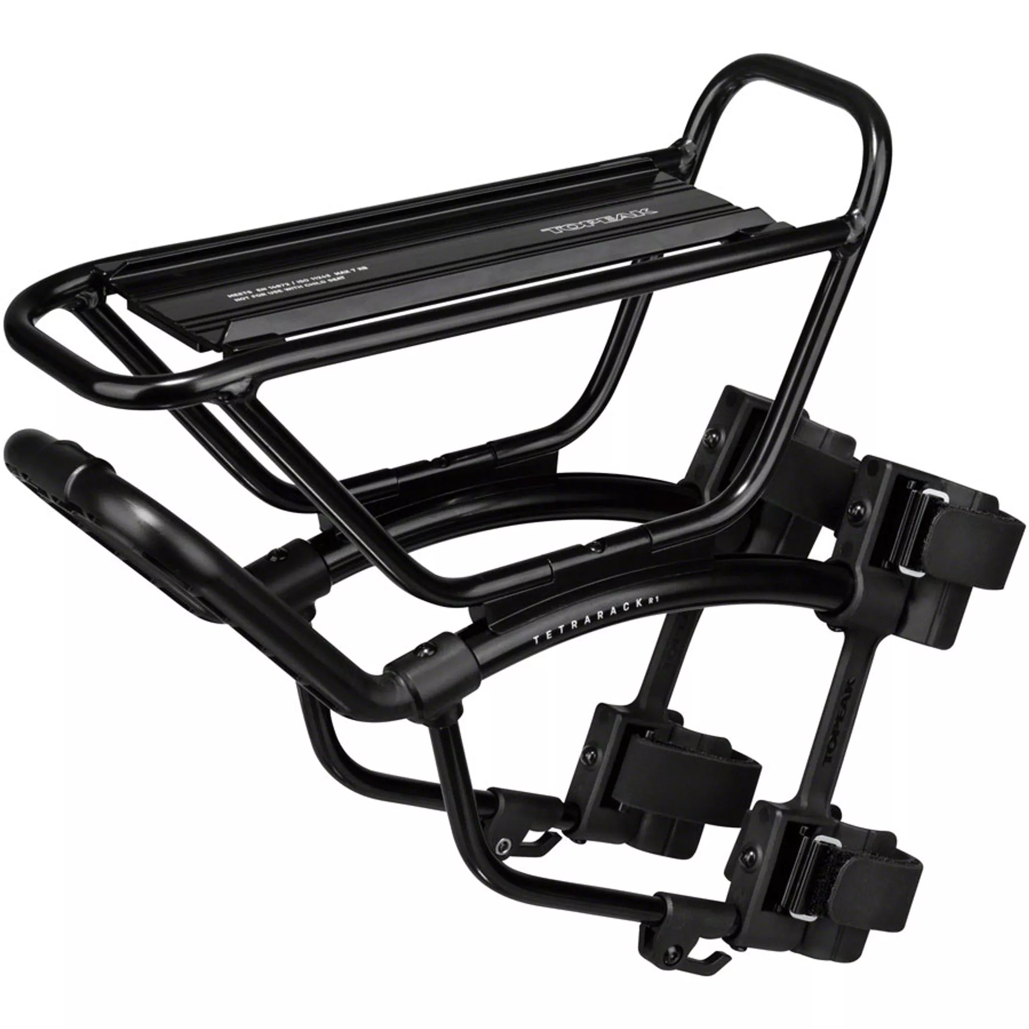 TetraRack R1 Front Rack for Gravel/Road - Fork Blade Strap Mount, QuickTrack Compatible, Black