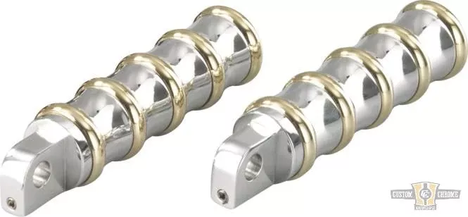 Vintage Passenger Pegs Brass, Chrome, Polished For Harley-Davidson