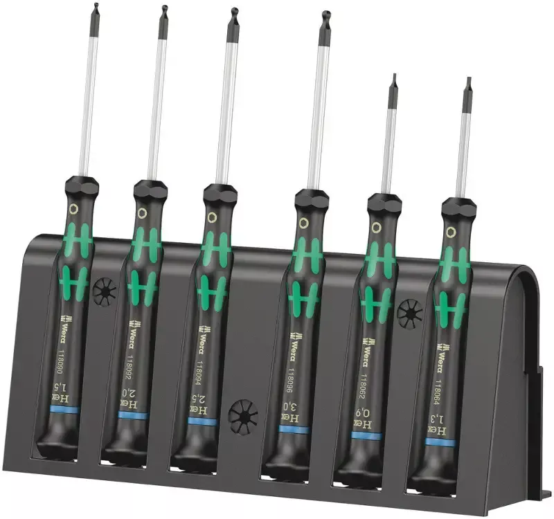 Wera Tools – 2052/6 Hexagon screwdriver set and rack for electronic applications